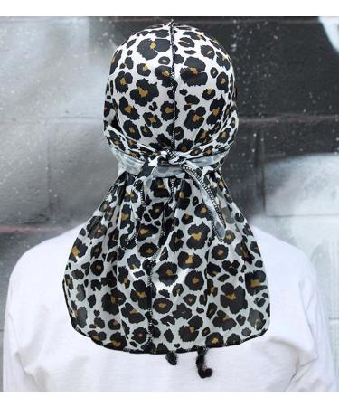 Urieo Leopard Silk Durag Cap Set - 360 Wave Long Tail Headwraps for Men and Women (2 Pack) - Buy Online on GoSupps.com