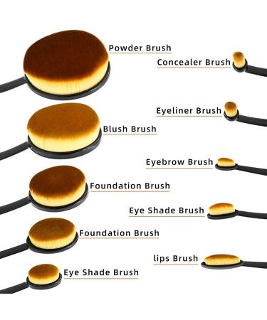 Dolovemk Oval Makeup Brush Set - 10-Piece Professional Brushes for Eyeshadow Foundation Blush & Beauty Sponge (Black) - Perfect for Flawless Makeup Application - Buy Online on GoSupps.com