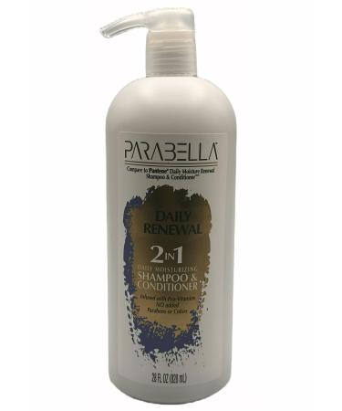 Parabella Daily Renewal 2 IN 1 Daily Moisturizing Shampoo & Conditioner Paraben Free 28 FL OZ (828 mL) White