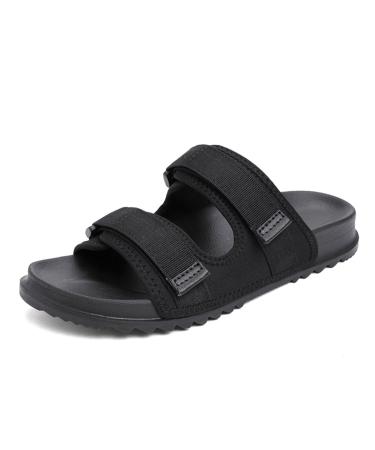 HCZION Diabetic Shoes for Men's Adjustable Orthopaedic Slippers Extra Wide Walking Memory Foam Slippers Swollen Feet Edema Black 46 UE