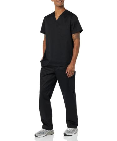Amazon Essentials Men's V-Neck Scrub Top - Medium Black | Pockets Included - Buy Online on GoSupps.com