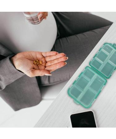 Travel Pill Organizer Box - Foldable Personal Daily Pill Case with 10 Grids Travel Pill Holder for Vitaming Fish Oils Green - Buy Online on GoSupps.com
