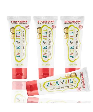 Jack N 'Jill Strawberry Toothpaste Natural With Organic Flavor 50 G - Pack of 4
