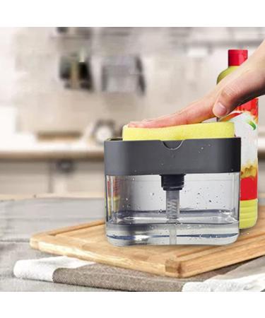Dish Soap Dispenser and Sponge Holder for Kitchen Sink Detergent Liquid Press Dispenser Box Dishwashing Soap Automatic Outlet Kitchen Supplies - Buy Online on GoSupps.com