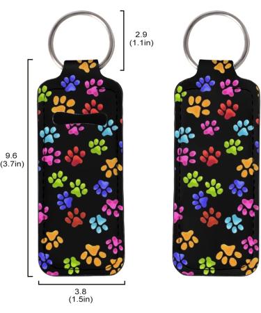 COEQINE Colorful Paws Pattern Chapstick Holder Keychain for Women - Lightweight Lip Balm Sleeve Pouch - Buy Online on GoSupps.com