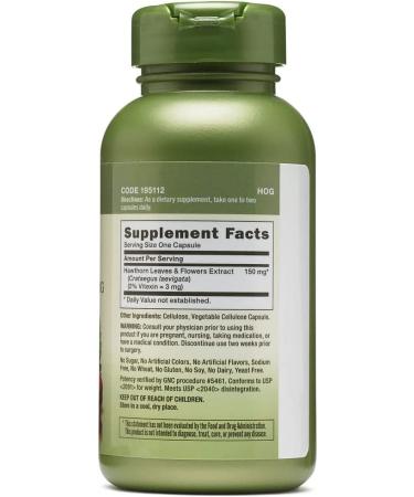 GNC Herbal Plus Hawthorn Extract 150mg - 100 Capsules | Heart Health Support - Buy Online on GoSupps.com