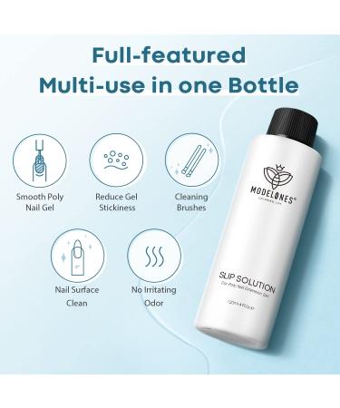 Modelones Poly Nail Gel Kit 120ml - Slip Solution Set with Dual-Ended Nail Brush | Anti-Stick, Non-Odor, Healthy Manicure - Buy Online on GoSupps.com