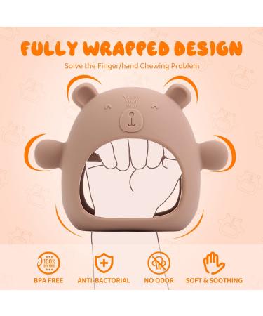 COZYPANDA Baby Teething Toys - BPA Free Bear Teether for Babies 0-6 Months - Teething Relief Pacifiers - Brown - Buy Online on GoSupps.com