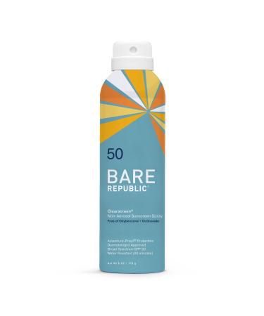 Bare Republic Clearscreen Sunscreen SPF 50 Sunblock Spray  Water Resistant with an Invisible Finish  6 Fl Oz