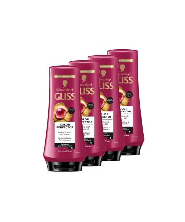 Gliss Kur Gliss Colour Perfector (4 x 200 ml) apr s-shampoing avec complexe hyaluronique et extrait de canneberge pour cheveux m ch s et color s offre une protection de la couleur et une brillance 200 ml (Lot de 4)