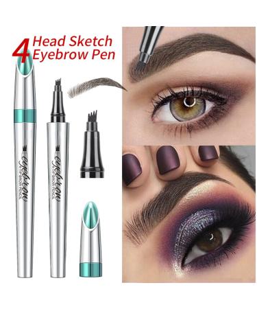 Long-Lasting Waterproof Microblading Eyebrow Pencil - 4 Tip Eyebrow Pen in Smoke Gray | Natural Makeup - Buy Online on GoSupps.com