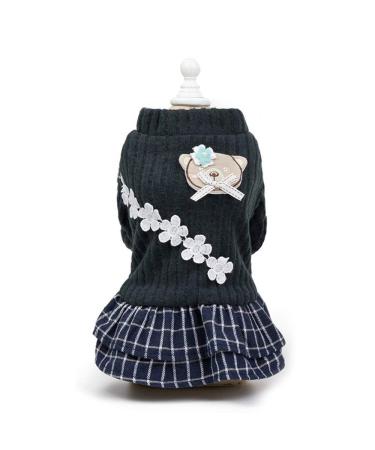Rayminsino pet wool clothing princess rock flower plaid sweater two -leggedity warm clothing cotton jacket suitable for puppies medium dog cats l gray