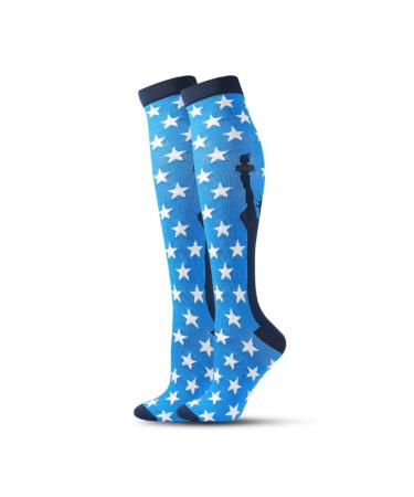 Randvi 1 pair of compression stockings for women men (20-30 mmHg) -am best to walk travel cycling pregnant nurse edema dark blue (l/xl) large-sized dark blue