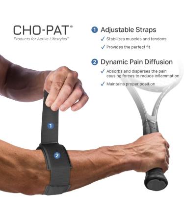 Cho-Pat Tennis Elbow Support Strap - Adjustable Compression for Tennis Elbow Treatment - Made in USA | Black Medium - Buy Online on GoSupps.com
