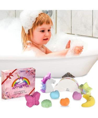 Unicorn Rainbow Bath Bombs Gift Set - Handmade Organic Essential Oils Spa Fizz Kit with Surprise Toys for Women, Kids, Girls, Boys - Buy Online on GoSupps.com