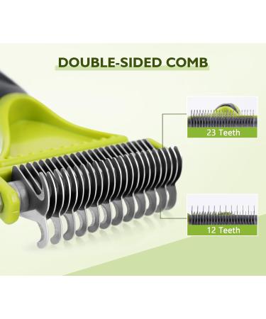 Pecute Double Sided Dog Brush and Comb Set for Grooming | Removes Loose Undercoat Knots and Mats | Dog Grooming Tools | Green - Buy Online on GoSupps.com