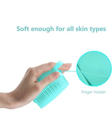2-in-1 Exfoliating Silicone Body Scrubber and Shampoo Brush with Soap Dispenser - Scalp Massager for Women, Men, Children - Long-Lasting Lather - Blue - Buy Online on GoSupps.com
