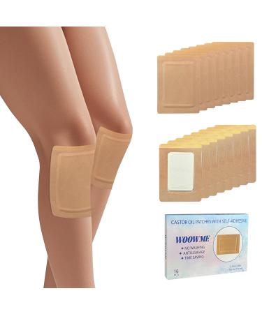 16Pcs Castor Oil Pack Wrap Disposable Castor Oil Patches Packs with Anti Leakage Cotton Pad for Belly/Feet/Knee (Oils Not Included) 5.1" x 3.9" 16 Pcs 5.1"*3.9