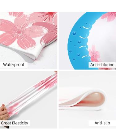Copozz Adult Waterproof Swimming Cap - Unisex Silicone Bathing Cap for Men & Women with Flower Cherry Design - Perfect for Long Hair - Buy Online on GoSupps.com
