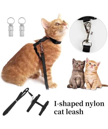 Jocxzi Adjustable Cat Leash & Vest Set - 2 Pack Harness Outbreak-Proof Pet ID Tags Black Cat Dishes - Ideal for International Shipping - Buy Online on GoSupps.com
