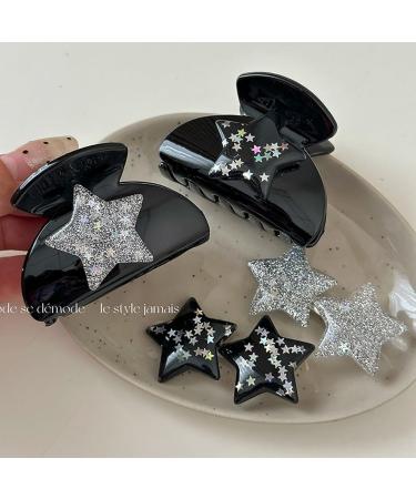 Limtula Sequins Star Claw Clip for Women Cool Girl Hair Clamp Clip UpdoHair Styling Accessory for Thin Hair French Jaw Clip Black Star Grab - Buy Online on GoSupps.com