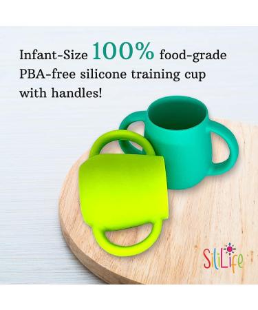 SiliLife Silicone Baby Cups 2 Pack | BPA Free & Food-Grade Safe | Easy-Grip Handles for Self-Feeding | Electric Blue/Coral Red - Buy Online on GoSupps.com