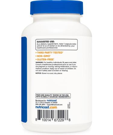 Nutricost Gotu Kola 500 MG 180 Capsules - Vegetarian Capsules Gluten Free Non-GMO - Buy Online on GoSupps.com