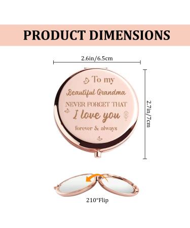 Mother's Day Grandma Gifts: Rose Gold Compact Mirror for Granny - Best Birthday & Thanksgiving Gift from Granddaughter/Grandson | Ideal Grammy/Mimi Present for Grandmother from Grandkids - Buy Online on GoSupps.com