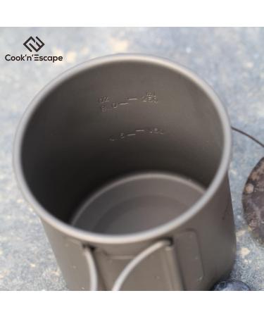 COOK'N'ESCAPE 375ml Titanium Camping Coffee Mug - Lightweight Cup with Foldable Handle for Outdoor Hiking and Cooking - Buy Online on GoSupps.com