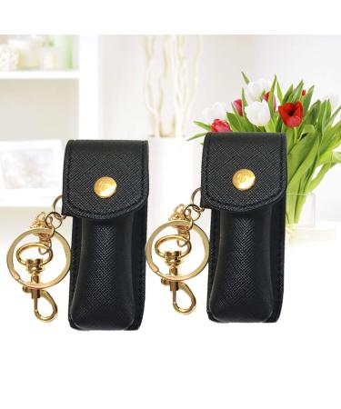 Black Keychain Holder Set - 2 Lipstick & Lip Balm Holders with Keychain | Stylish & Functional Organizer - Buy Online on GoSupps.com