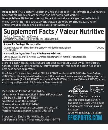 EFX Sports Kre-Alkalyn Powder 200g PH-Correct Creatine Monohydrate | Multi-Patented Formula Gain Strength Build Muscle & Enhance Performance Blue Frost 200 gram - Buy Online on GoSupps.com