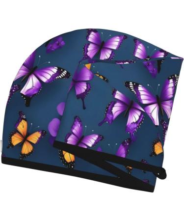 Beautiful Purple Butterfly Coral Velvet Dry Hair Cap | Anti-Frizz Perfect for Curly Long & Thick Hair - International Shipping Available - Buy Online on GoSupps.com