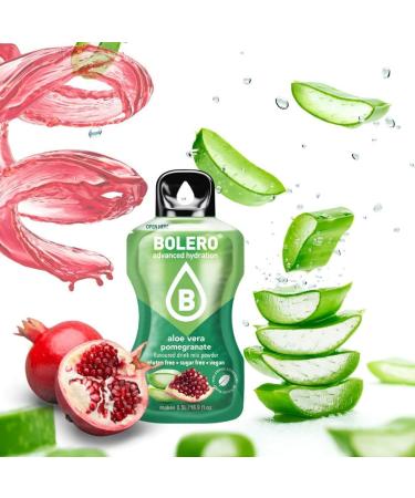 Bolero ALOE VERA POMEGRANATE 24 x 3 g | Sugar-free juice powder sweetened with stevia + vitamin C | Suitable for children diabetics | Gluten-free and suitable for vegans | Taste - Buy Online on GoSupps.com