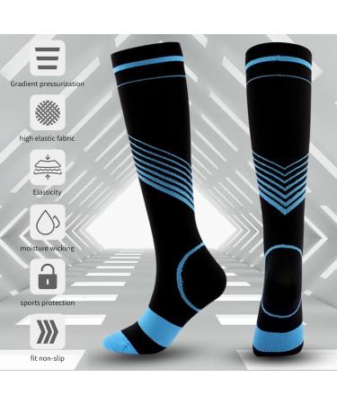 WOOAUTO Compression Socks for Men & Women - Colorful Striped Knee High Sports Socks for Running Cycling & Football - 6 Pair Set (S-M) - Buy Online on GoSupps.com