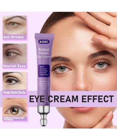 KOEC Retinol Firming Eye Cream for Dark Circles & Puffiness & Wrinkles Under Eye Cream with Massage Roller to Reduce Fine Lines Smooth and Firm Skin 20ml - Buy Online on GoSupps.com