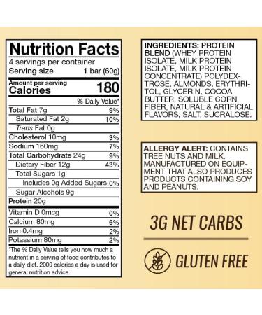 AtLast! Nutrition Yellow Cake Protein Bars 20g Protein 1g Sugar 3g Net Carb Gluten Free Keto Friendy 12 Count - Buy Online on GoSupps.com