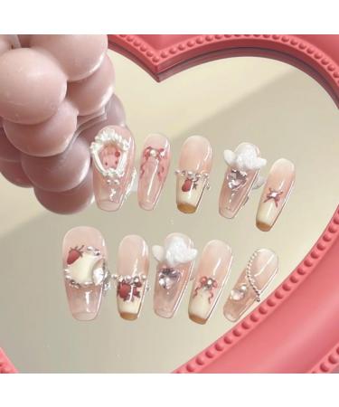 Handmade Nail Wearing Angel Handmade Nail Patch Nail Beauty False Nail(Size:L)