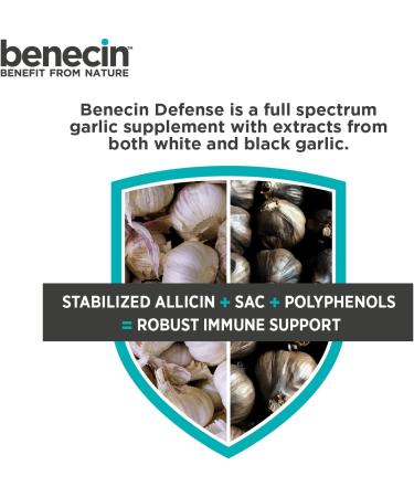 Benecin Defense 1500 mcg Stabilized Allicin per Capsule | Plus high Amounts of SAC & Polyphenols from Black Garlic | Powerful Support of Immune & Heart Function (90 Count 90 Count) 1 Count (Pack of 90) - Buy Online on GoSupps.com