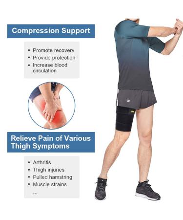 Thigh Bandage for Muscle Fiber Tear | Adjustable Neoprene Compression Sleeves with Velcro | Pain Relief & Rehabilitation - Buy Online on GoSupps.com