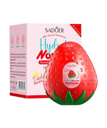 Strawberry Hand Cream for Dry and Chapped Hands, Deeply Moisturizing Hand Lotion with Vitamin E, Moisturizing Non-greasy Skin Care for Women or Men