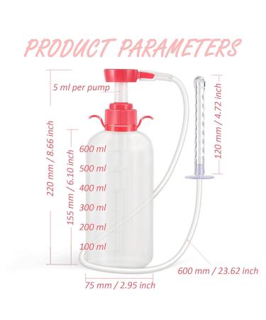 Vaginal Cleaning Syringe | Reusable Manual Pressure Cleaner Kit with 3 Nozzles - 600ml Capacity for Personal Hygiene - Buy Online on GoSupps.com
