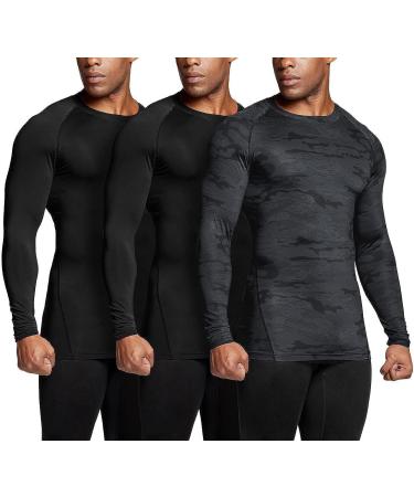 TSLA Men's UPF 50+ Long Sleeve Compression Shirts - Pack of 3 | Athletic Workout & Water Sports Rash Guard | Black/Urban Camo | Medium - Buy Online on GoSupps.com