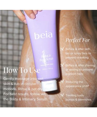 Beia Bikini & Body Scrub - Gentle Exfoliating Body Scrub with Glycolic Acid & Rice Extract - Fights Ingrown Hairs KP Bumps & Dry Skin - Hydrating & Soothing for Sensitive Skin 7.6 Oz - Buy Online on GoSupps.com