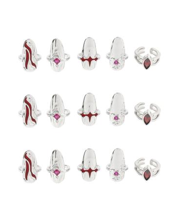 minkissy 3 Sets nail ring Finger Jewelry Women Ring Gift rings for women Finger Tip ring for women nail jewels women s rings red suits womans rings ladies gifts Zinc alloy white girl Miss 2X0.9X0.9CMx3pcs Whitex3pcs