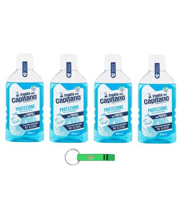 4x Pasta del Capitano Collutorio Protezione - Mouthwash Mouthwash Protection 400ml + Beni Culinari Free Keychain