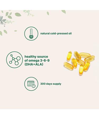 Flaxseed Oil Capsules 1400mg - 300 Liquid Softgels (300 Days Supply) | Cold Pressed, Maximum Strength Supplement | Omega 3 6 9 Fatty Acids, DHA & ALA - Buy Online on GoSupps.com