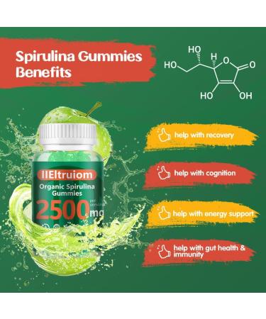 IIEltruiom Organic Blue Spirulina Chlorella Gummies 13-in-1 Super Greens & Superfoods Spirulina 2500mg Enhanced Daily Energy with Sea Moss Chlorophyll GLA Gluten Free 60 Vegan Gummies - Buy Online on GoSupps.com