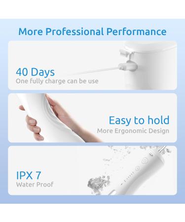 Water Flosser Dental Cordless Portable - 6 Modes, IPX7 Waterproof, Rechargeable Oral Irrigator for Braces & Gum Care - White - Buy Online on GoSupps.com