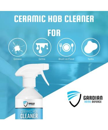 Gardian Ceramic Hob Cleaner Spray - 500 ml Stove Glass Cleaner and Degreaser Spray to Remove Stubborn Burnt-On Stains Grease Oil and Grime - Easy to Use Induction Hob Cleaner and Grease Remover - Buy Online on GoSupps.com