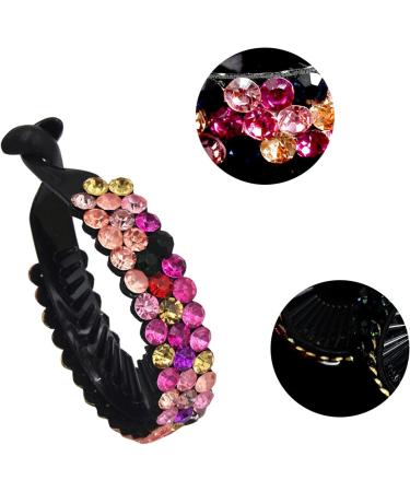 Hairpin Rhinestone Gemstone Sparkling Plastic Banana Hairpin Hair Bun Shape Accessories Ponytail Holder Women's Hairpin Claws (3 pieces of color purple champagne) - Buy Online on GoSupps.com
